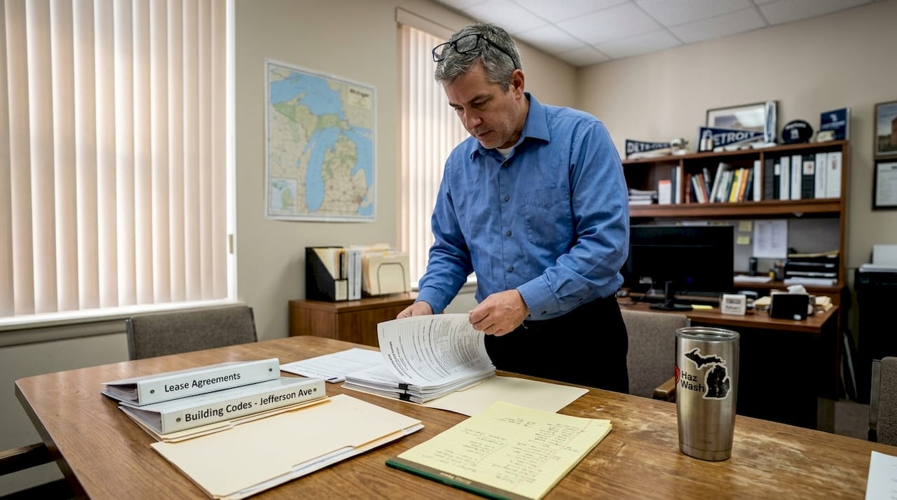 Property manager reviews hazardous cleanup paperwork