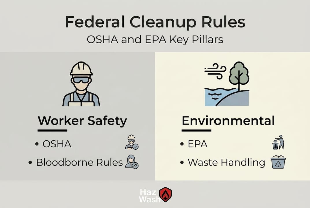 Infographic summarizes OSHA and EPA compliance pillars