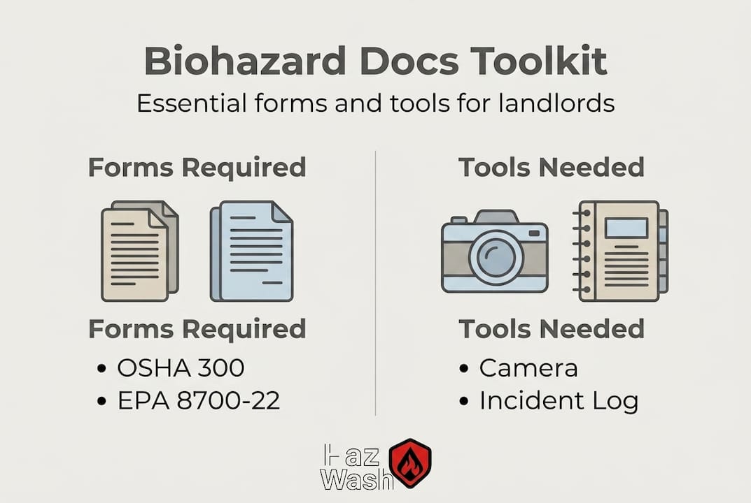 Infographic of biohazard forms and tools checklist
