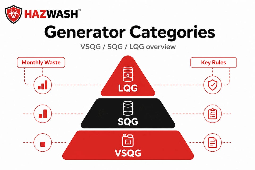 Hazardous waste generator category hierarchy infographic