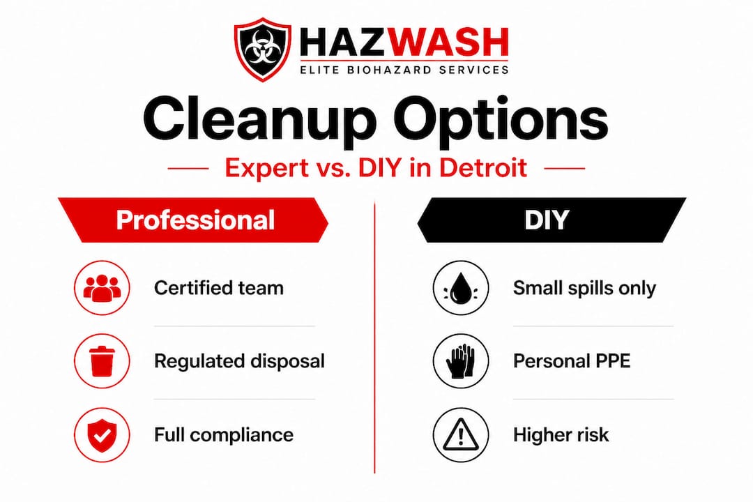 Infographic comparing professional versus DIY cleanup