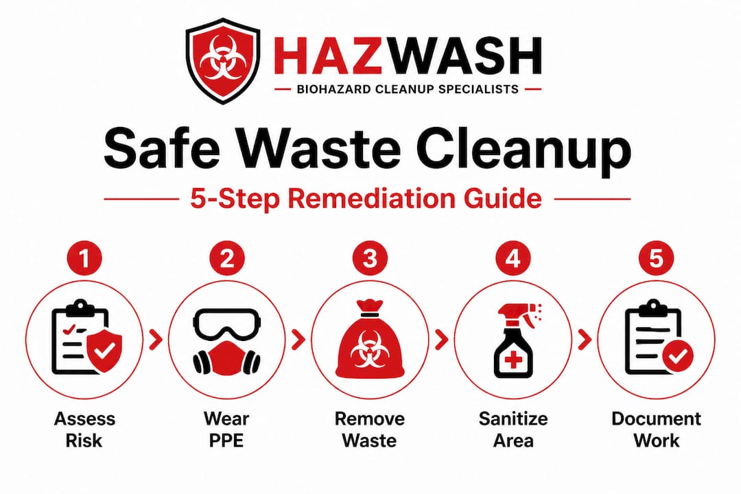 Infographic detailing infectious waste remediation steps