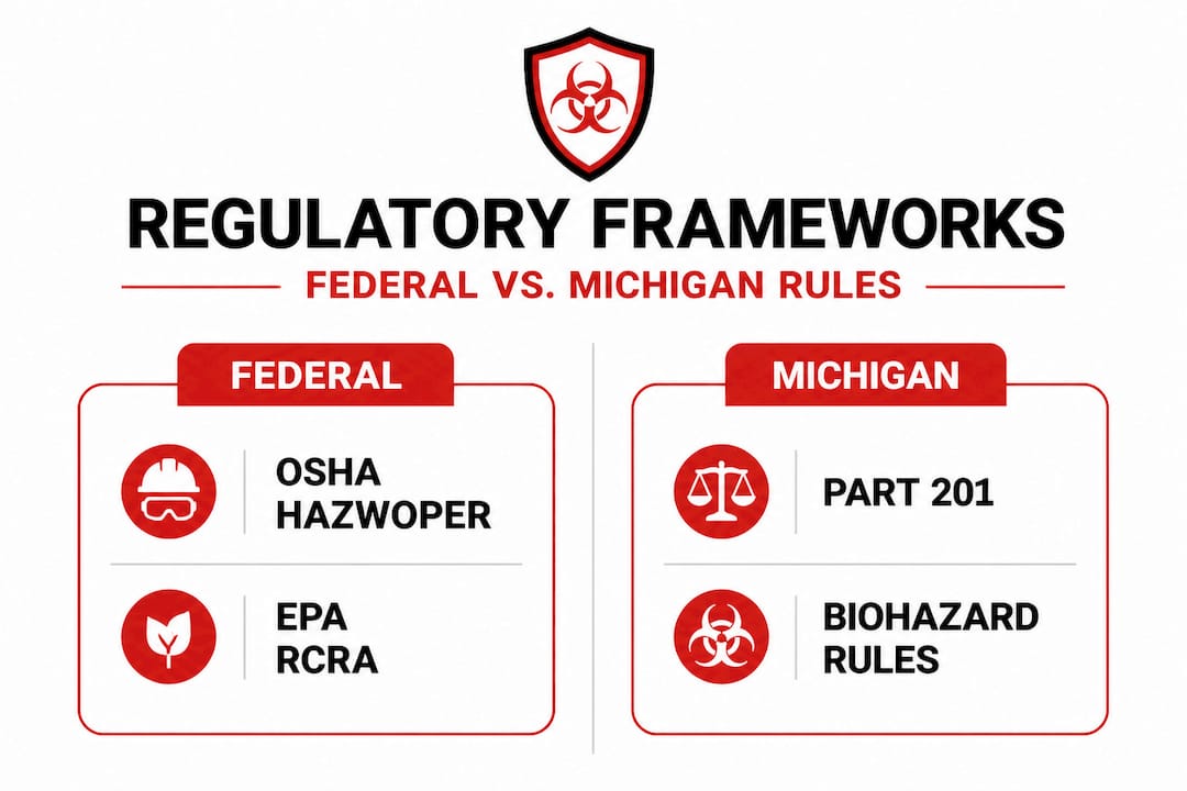 Infographic comparing federal and Michigan regulations