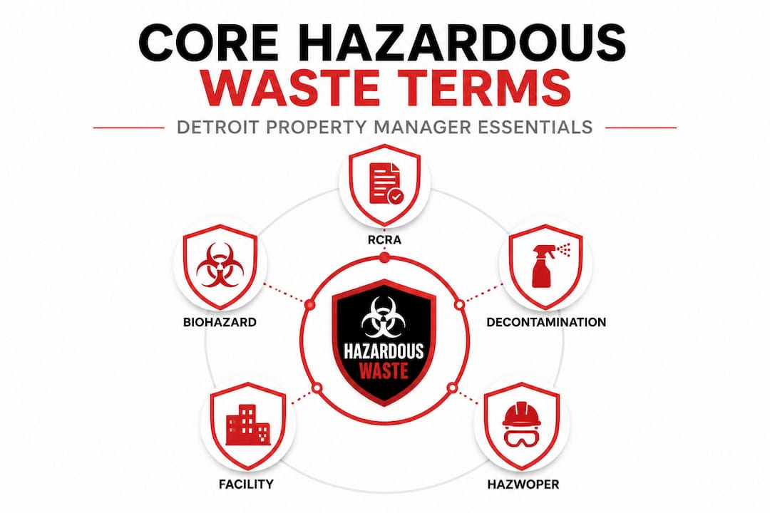 Hierarchy infographic of core hazardous waste terms Hierarchy infographic of core hazardous waste terms