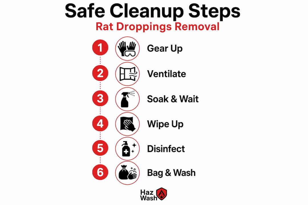 Infographic showing safe cleanup process steps