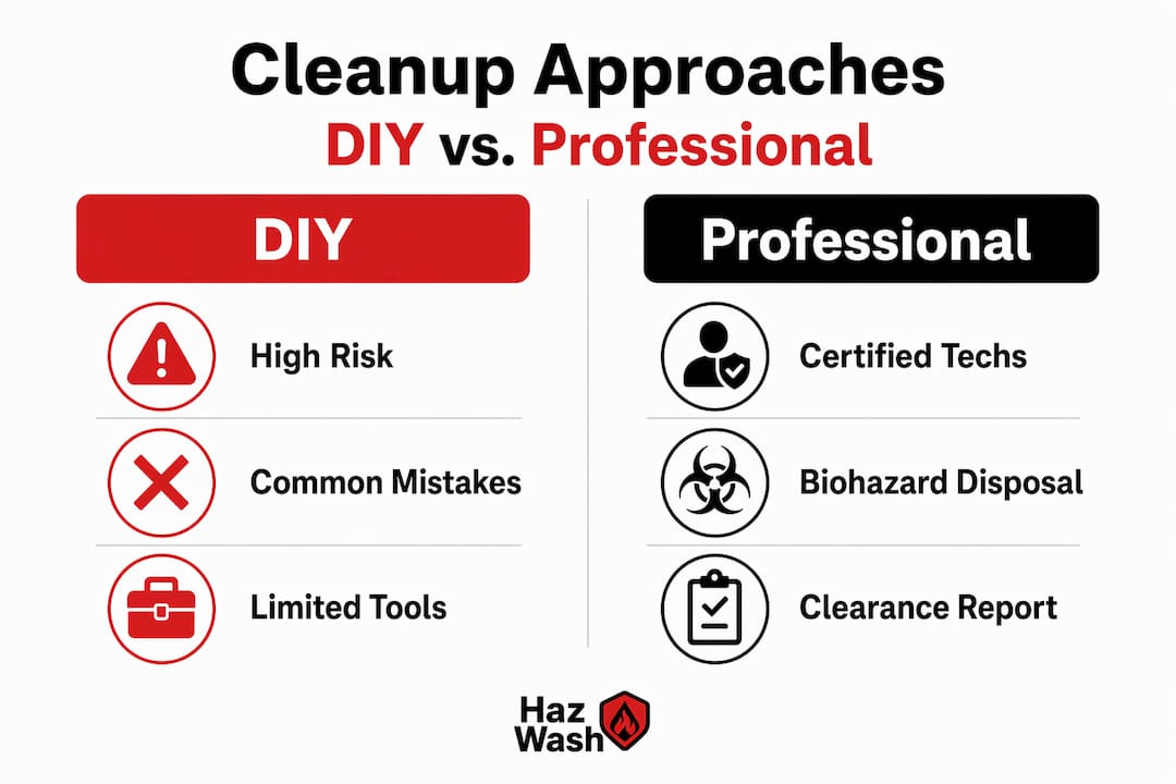 Infographic comparing DIY and professional cleanup