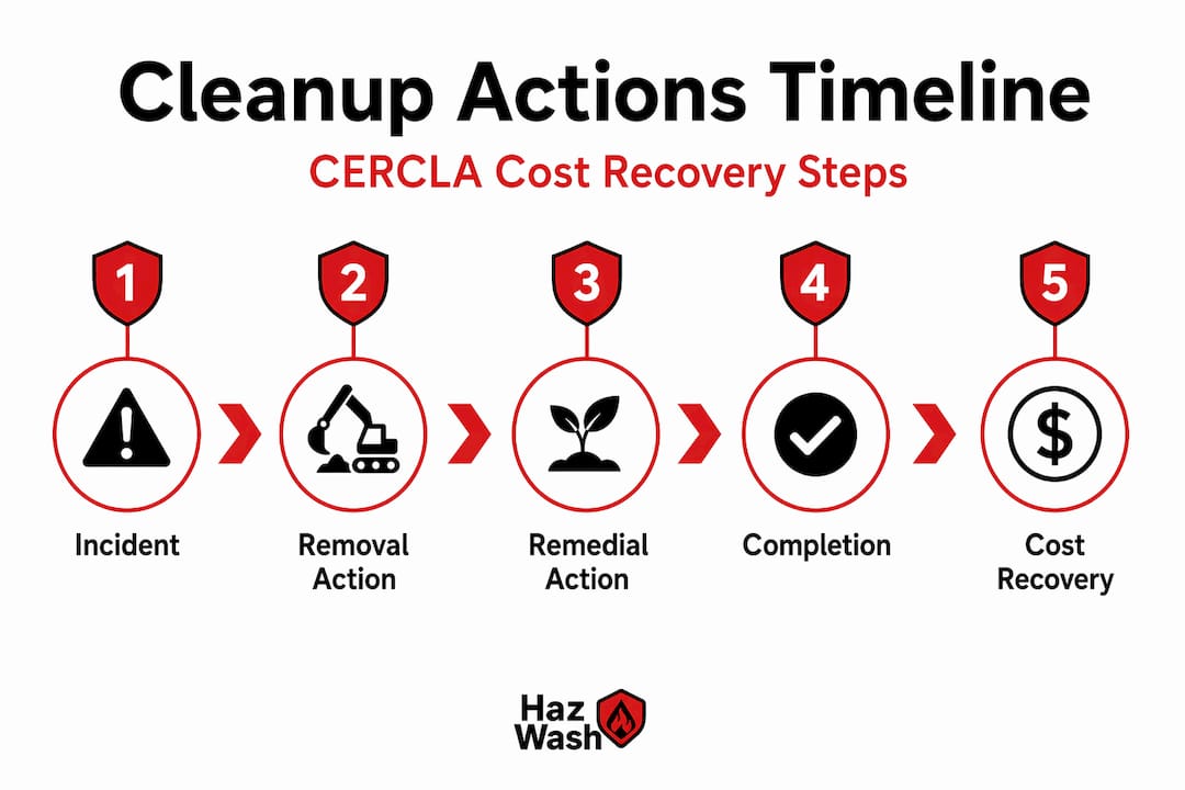 Infographic of CERCLA liability cleanup timeline steps