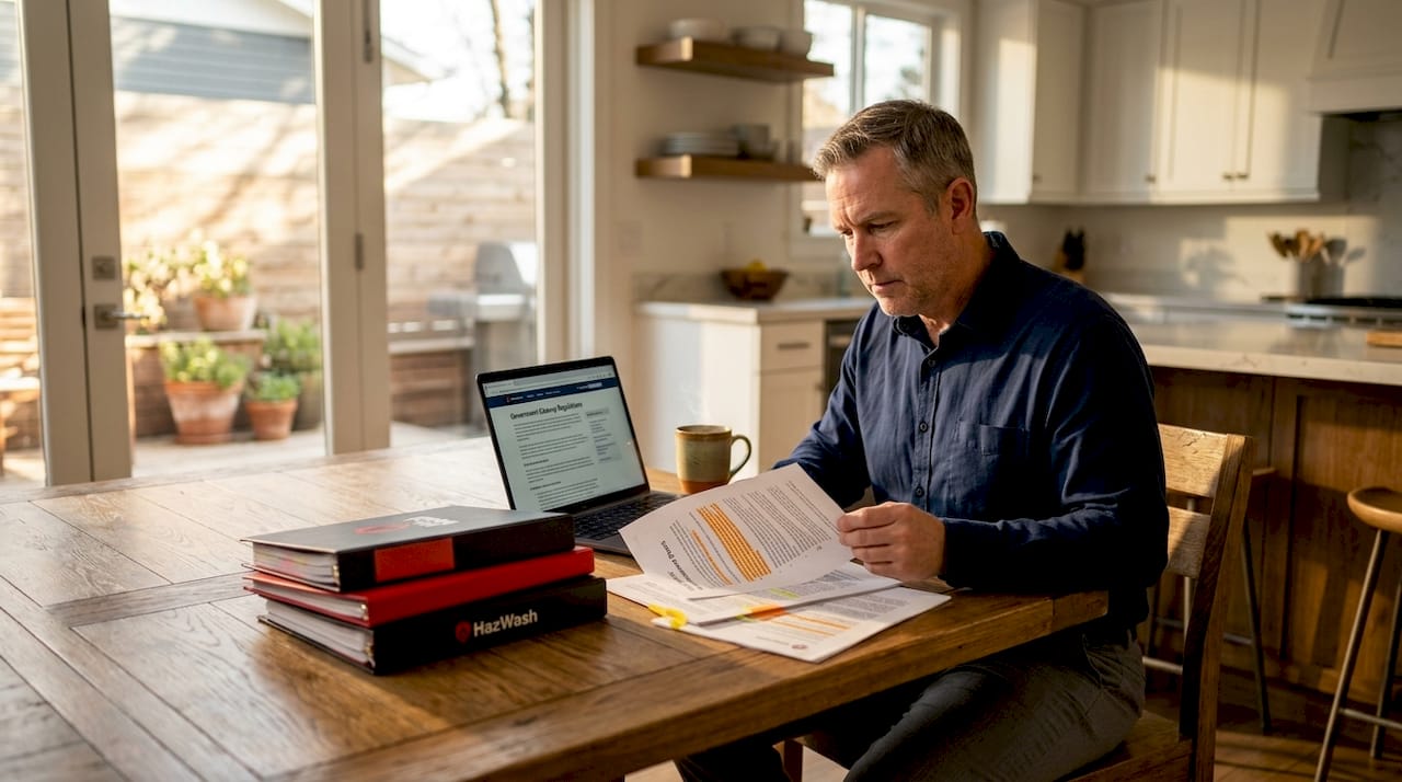 Property owner reviewing cleanup documents