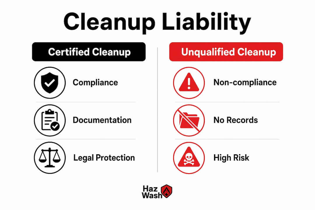 Infographic comparing certified and unqualified cleanup liability