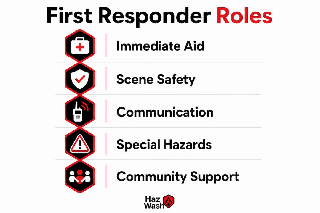 Infographic outlining first responder roles and responsibilities