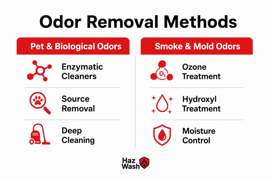 Comparison infographic of odor removal methods Comparison infographic of odor removal methods