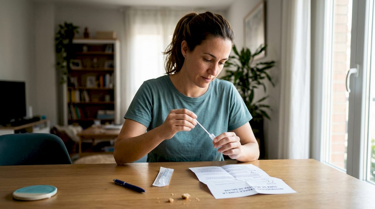 Mujer realiza una toma de muestra genética desde la comodidad de su hogar