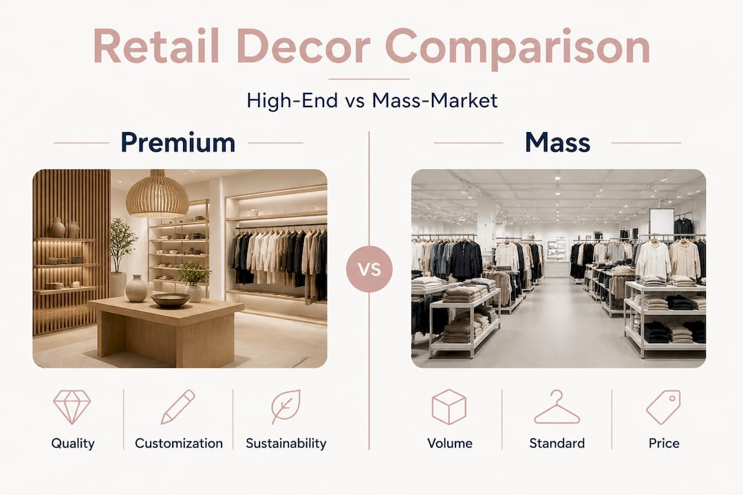 Infographic comparing premium and mass-market decor