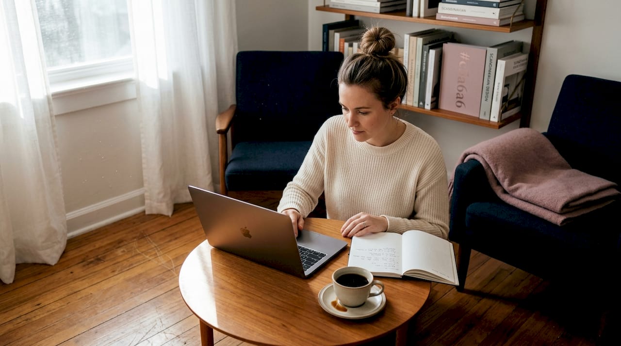Entrepreneur reviewing franchise home decor brands