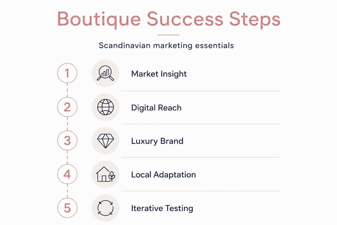 Infographic showing Scandinavian boutique marketing steps