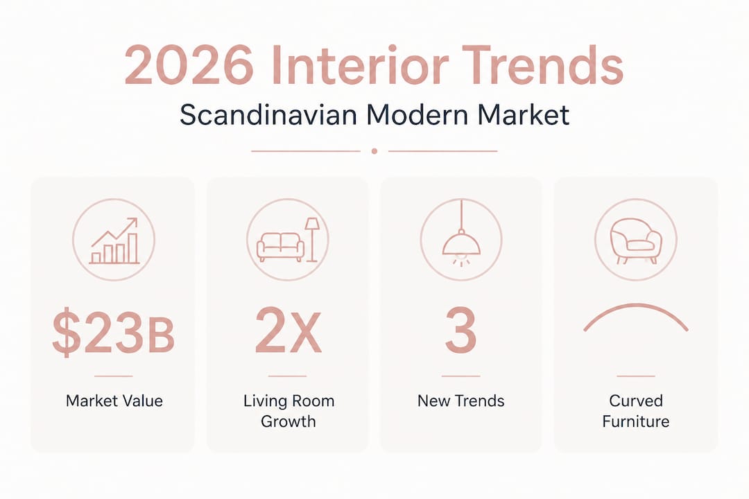 Infographic of 2026 Scandinavian modern trends and stats