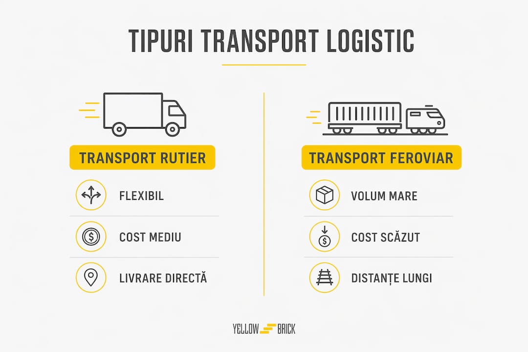 Infografic: diferențele dintre principalele metode de transport în logistică
