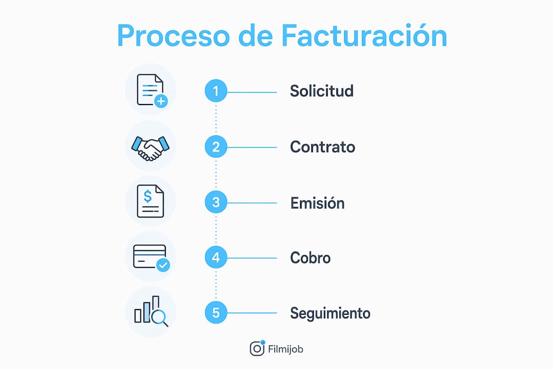 Infografía que explica paso a paso cómo funciona el proceso de facturación