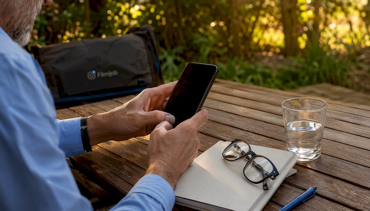 Persona gestionando un portal desde su smartphone
