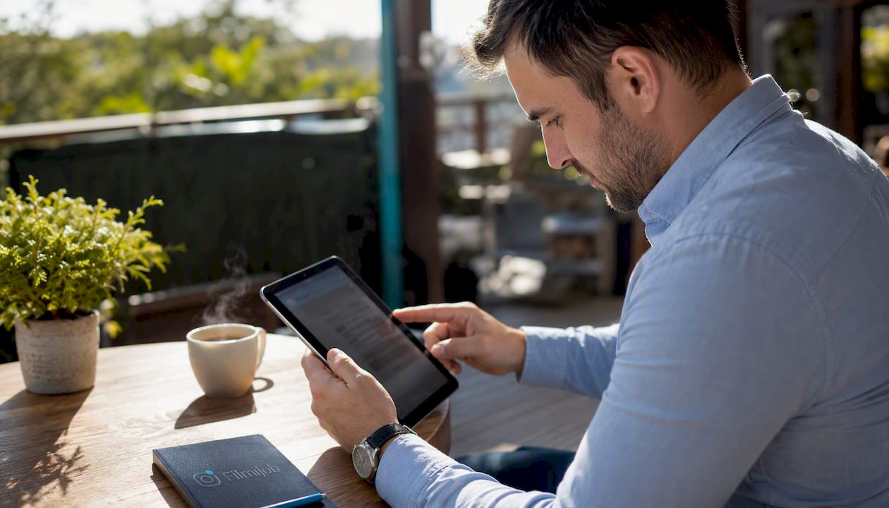 Manos utilizando un smartphone para buscar talento en LinkedIn