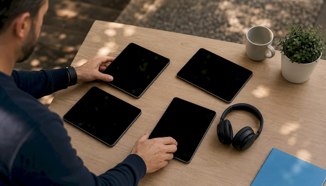 Las manos del reclutador trabajando con herramientas digitales para la selección de talento