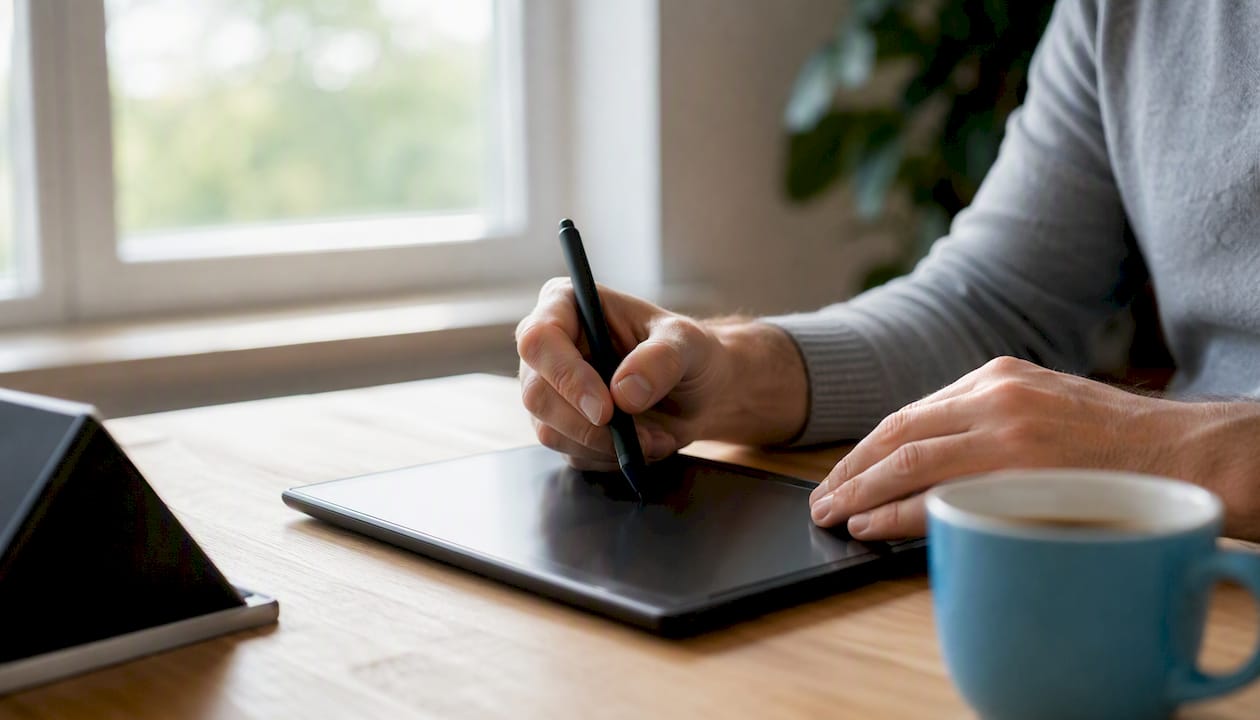 Personas firmando digitalmente en una pantalla táctil con un lápiz electrónico