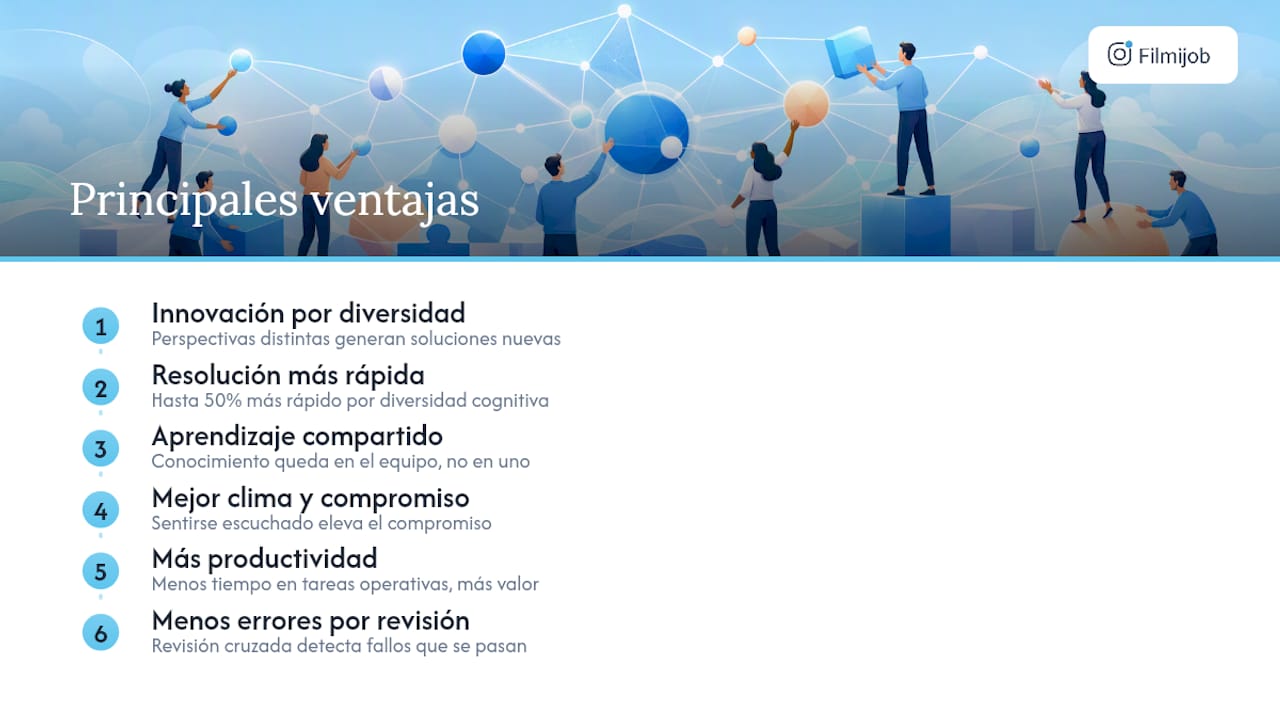 Diagrama que muestra las ventajas del trabajo colaborativo