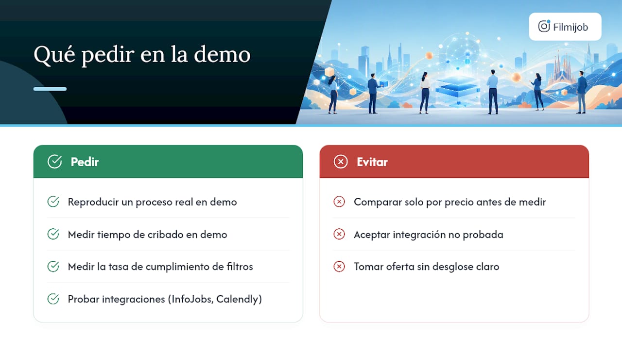 Qué pedir en la demo o la oferta de Filmijob — overview diagram