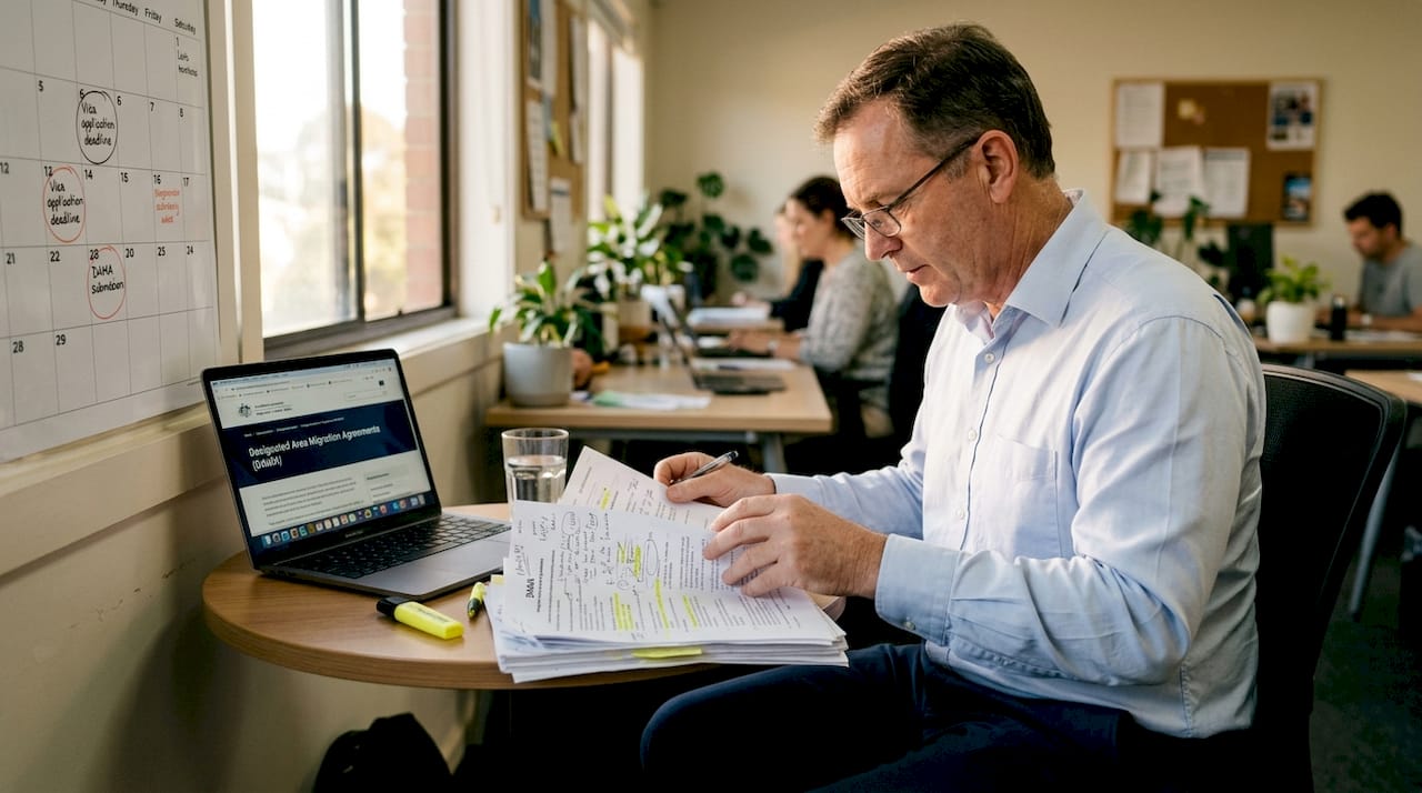 Man reviews regional sponsorship agreements