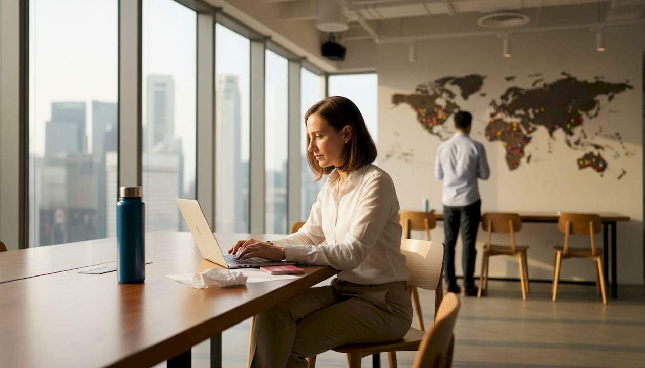Professional working in Singapore coworking space