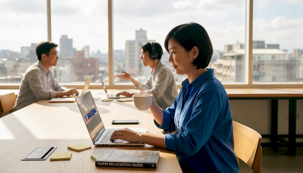 Professional working at Taipei coworking desk