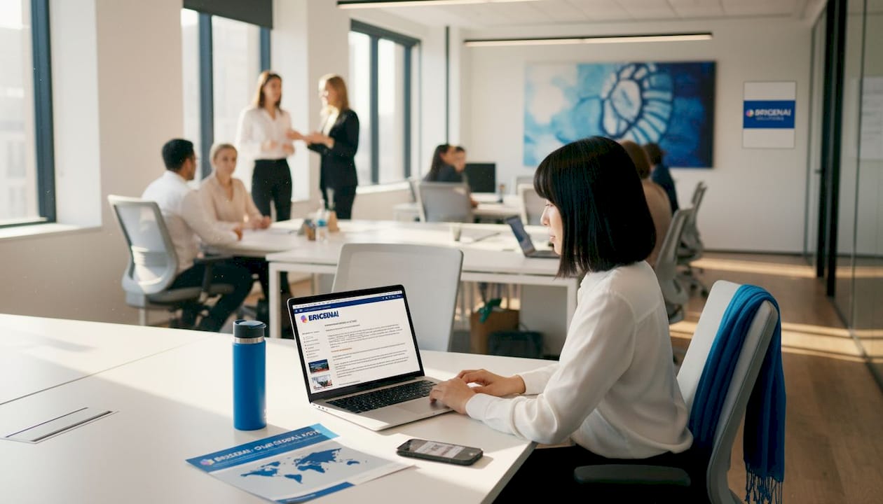 Young woman refining CV in Asia-Pacific office