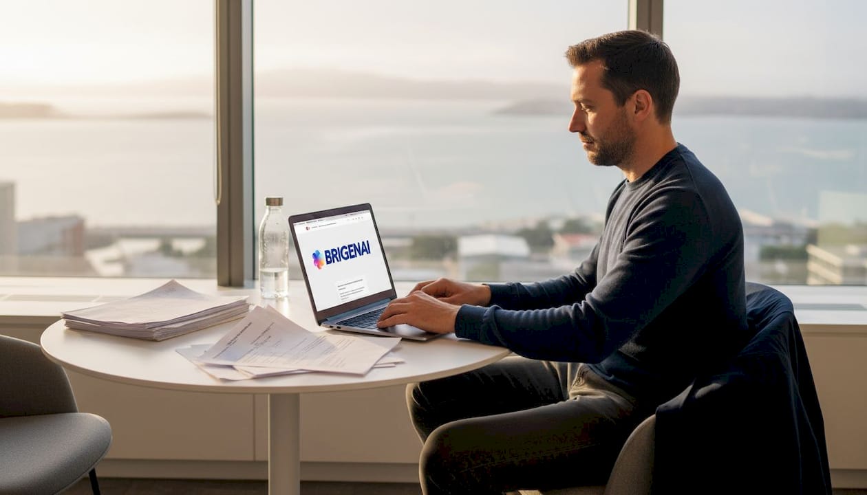 Man working in relaxed New Zealand office