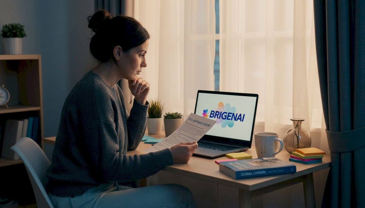Professional compares job skills to postings at home