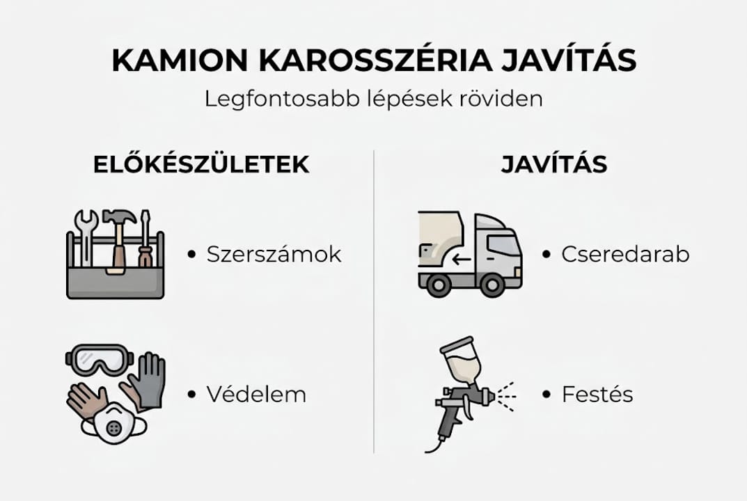 Lépésről lépésre: így zajlik a kamion karosszériájának javítása – infografika