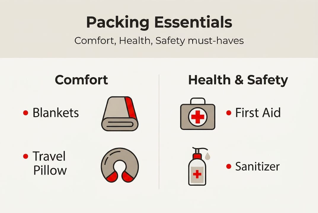 Infographic summarizing journey packing essentials