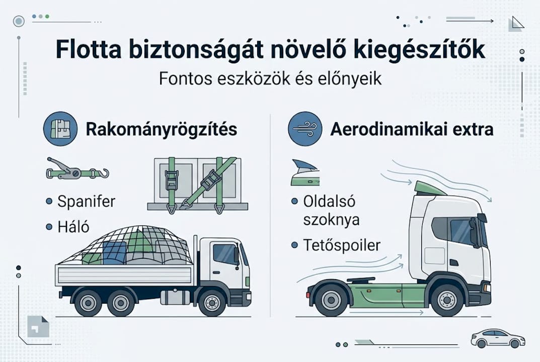 Infografika a flották biztonságát fokozó kiegészítőkről