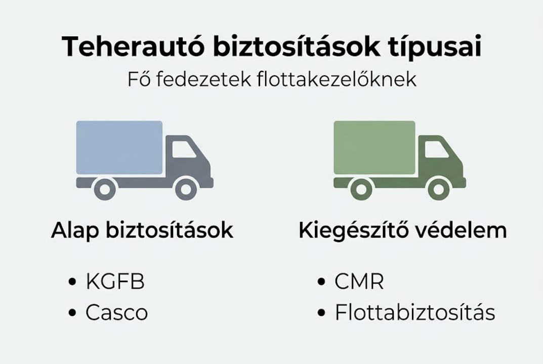 Teherautó biztosítások típusai – szemléletes infografikán bemutatva