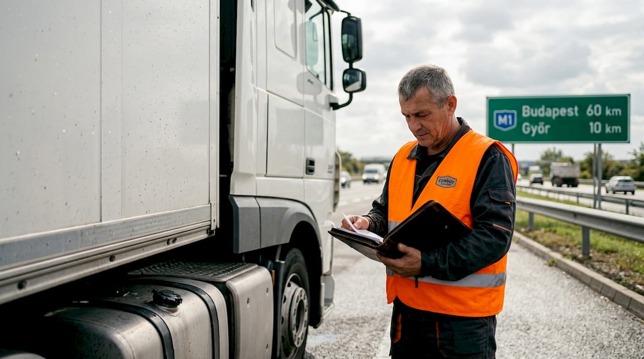 On-site document inspection of trucks on the Hungarian motorway