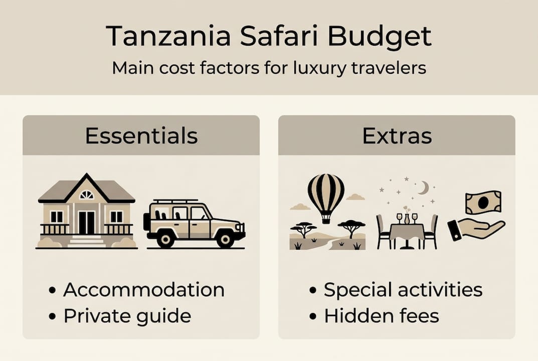 Infographic showing luxury safari budget factors