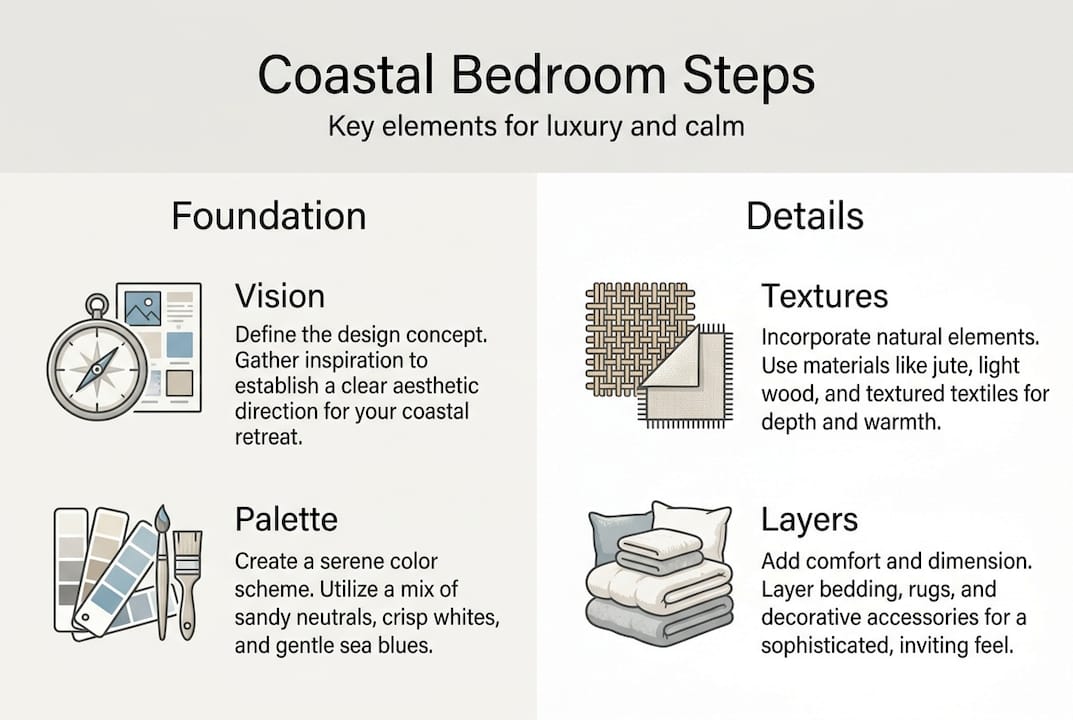 Infographic on coastal bedroom design steps