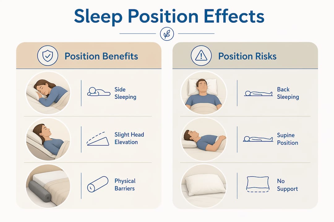 Infographic comparing sleep positions and airway health