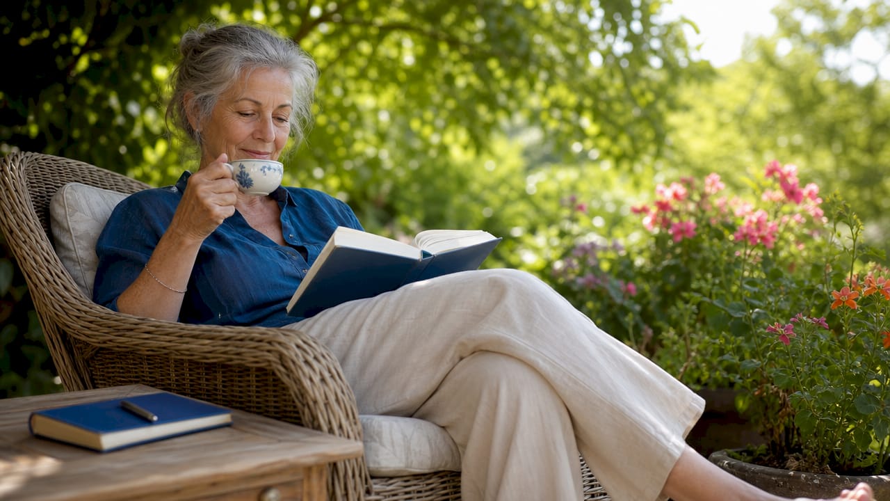 Man reading by window in morning light
