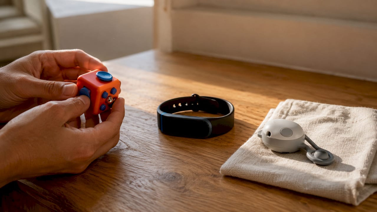 Variety of core stress relief gadgets on table