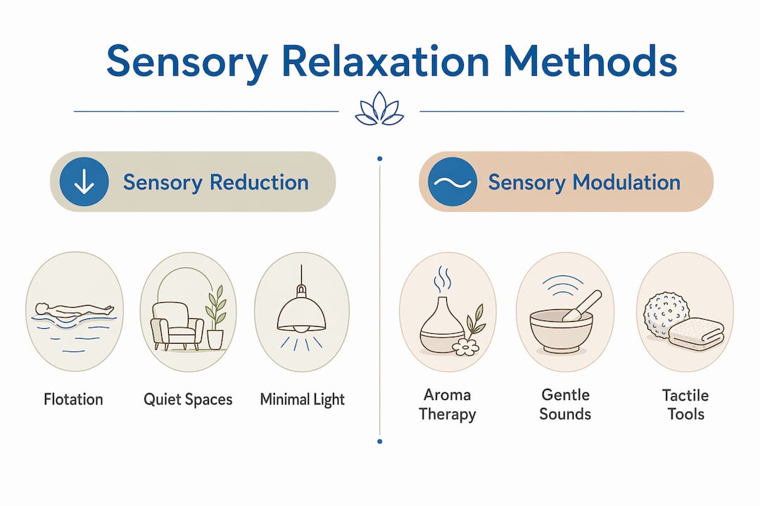 Infographic comparing sensory relaxation techniques