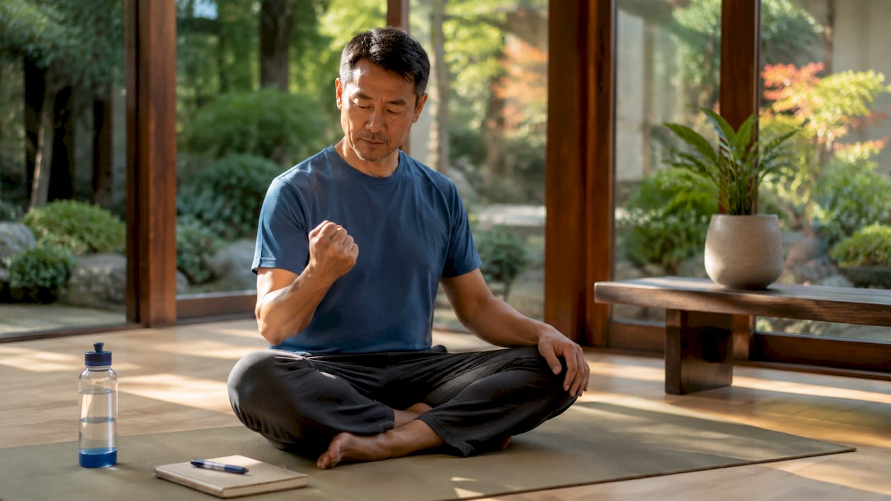 Man practicing progressive muscle relaxation
