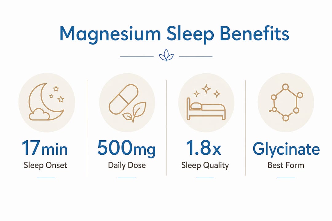 Infographic summarizing magnesium's sleep benefits