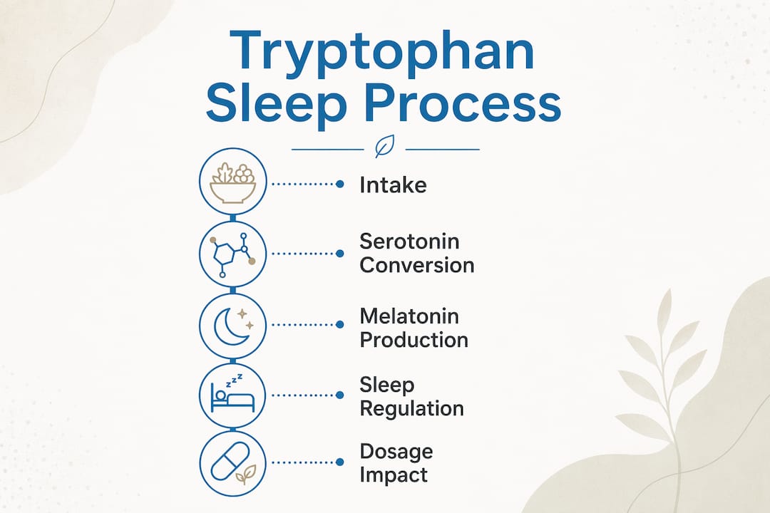 Infographic illustrating tryptophan conversion and sleep stages