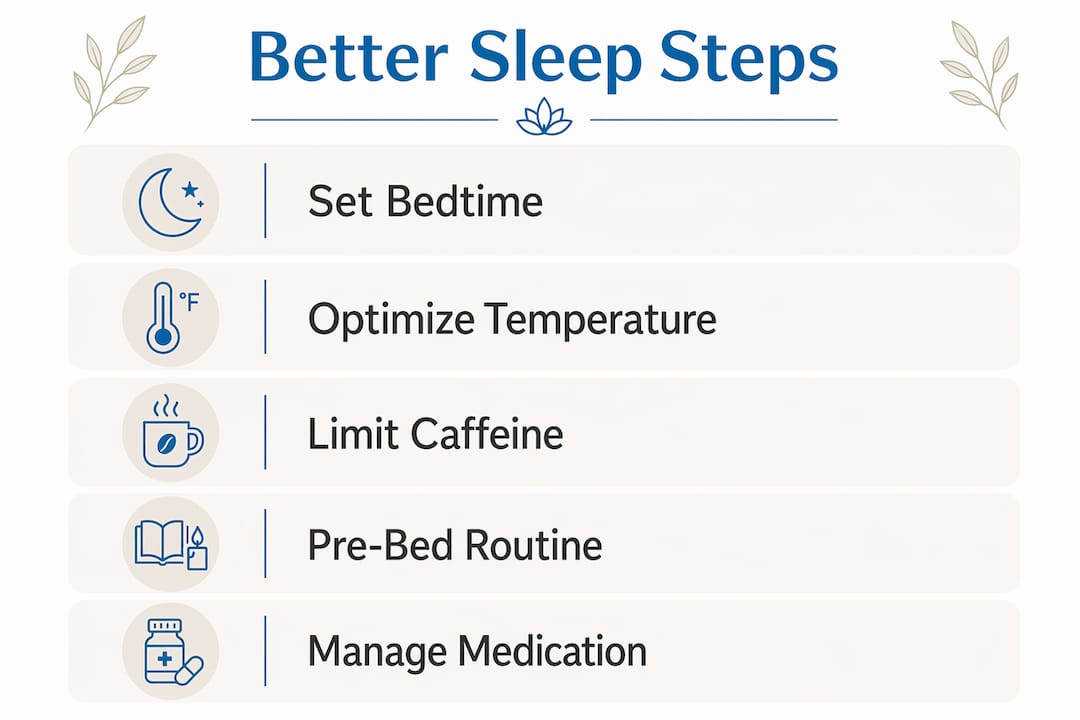 Infographic showing steps to improve sleep with chronic pain