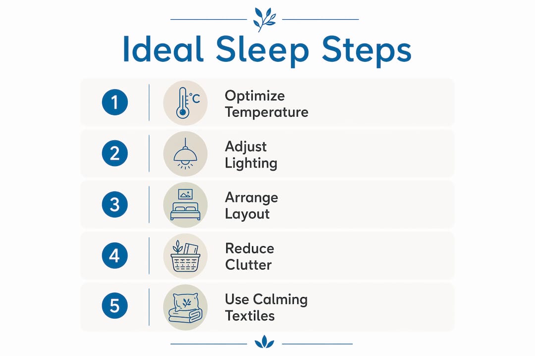 Infographic illustrating key steps for ideal sleep environment